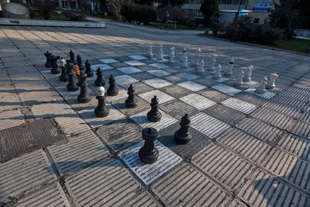 Traditional Oversized Street Chess figures in Sarajevo, Bosnia and Herzegovina. Photo taken 29.3.2015.のeditorial素材