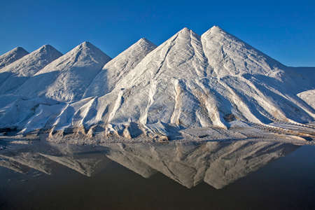 Pyramids of salt on the salt lake in Turkeyの写真素材