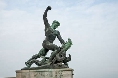 Budapest, Hungary - April, 10. 2016: Statue at the Citadel on Gellert hill in Budapestのeditorial素材