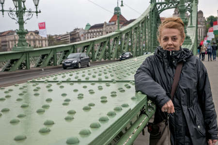 Budapest, Hungary - April, 10. 2016: Freedom Bridge in Budapest  Hungary over Danube riverのeditorial素材