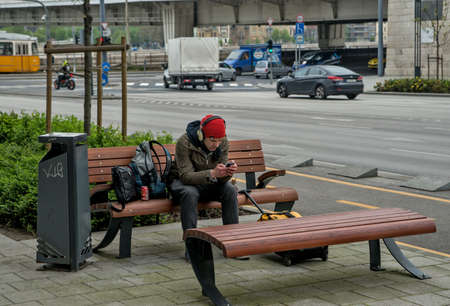 Budapest, Hungary - April 11, 2016: Street scenes from Budapest, Hungary - people and monumentsのeditorial素材