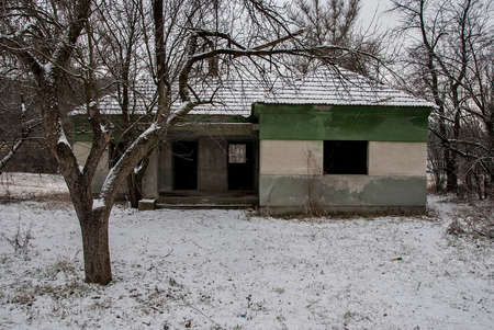 Winter landscape in the rural mountain villageの写真素材