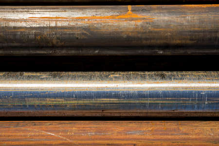 Rust stell pipe for drilling in geology and miningの写真素材