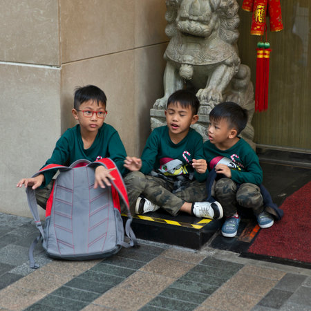 Hong Kong, China, 01/17/2018 Sreet scene from Hong Kongのeditorial素材