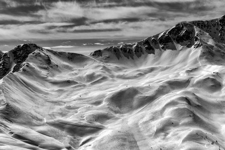 Risoul France ski resort mountain skiersの写真素材