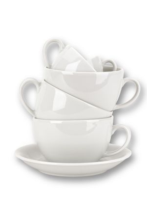 Varied-size coffee cups piled の写真素材