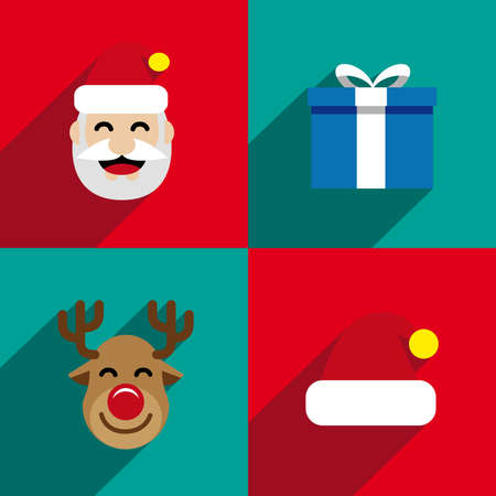 Christmas icons with long shadowのイラスト素材