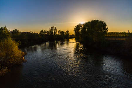 Sunset on Meric, Edirneの写真素材