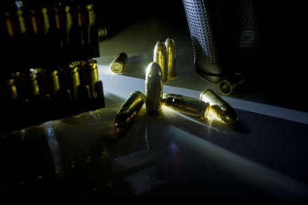 Photos of bullets 9x19, photos taken from different positions.の写真素材