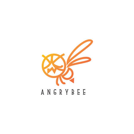 angry bee logo icon beeのイラスト素材