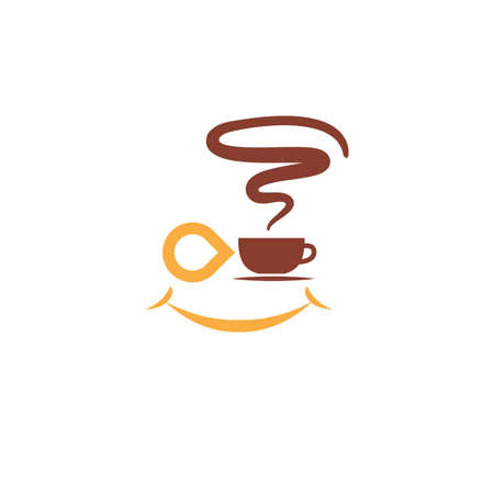 happy coffee logo, coffee shop logo symbolのイラスト素材