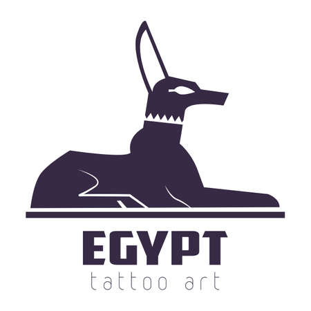 egypt tattoo art, Ancient Egypt god dog or jackal vectorのイラスト素材