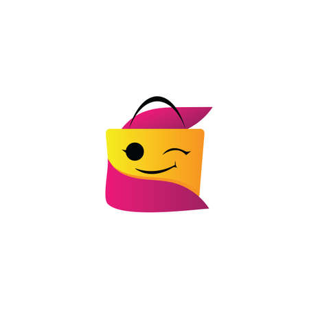 purse bag mascot, happy cute purse logoのイラスト素材