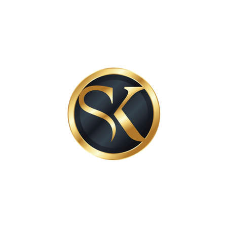 SK logo golden symbol, modern brand designのイラスト素材