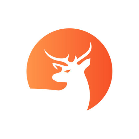 Deer logo creative design with orange circle a modern corporate, abstract letter logoのイラスト素材