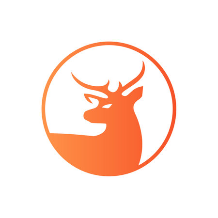 Deer logo creative design with orange circle modern corporate, abstract letter logoのイラスト素材