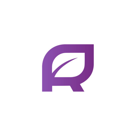 Purple color R logo inner leaf icon symbol modern corporate, abstract letter logoのイラスト素材