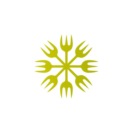 green color forks logo kitchen icon modern corporate, abstract letter logoのイラスト素材