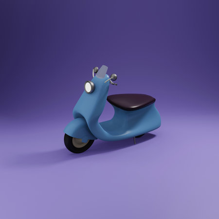 cute motor mini motorcycle simple 3d rendering illustration on pastel backgroundの写真素材