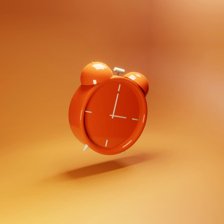 orange alarm clock simple icon template time 3d illustration on pastel background minimal concept 3d rendering isolated with soft shadowsの写真素材
