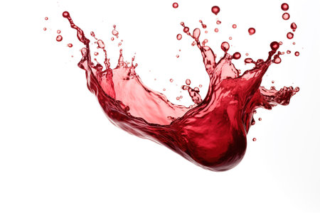 red wine splashing isolated on white background. 3d rendering.の素材