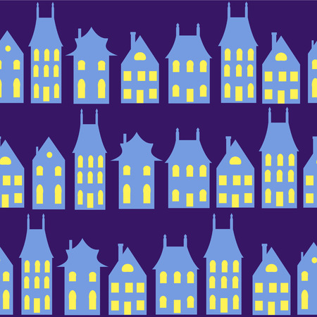 Old Holland cityscape seamless background  Colorful dutch houses のイラスト素材