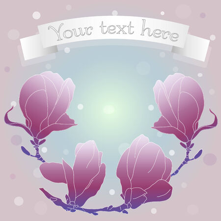 Vintage background with magnolias flowers  のイラスト素材