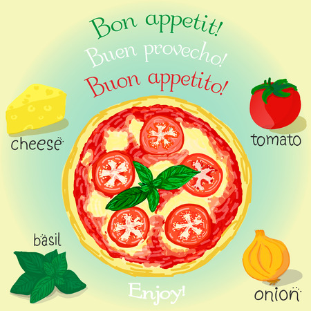 illustration of tasty pizza  Can be edited as you wishのイラスト素材
