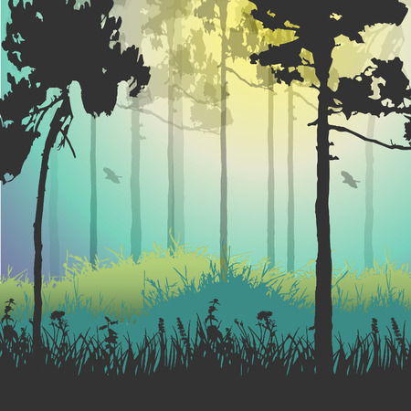 Vector illustration of green forest.のイラスト素材