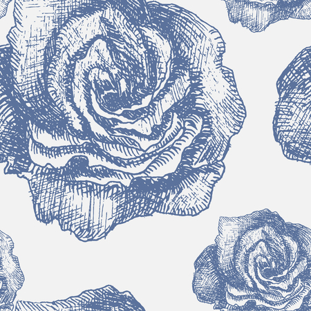 Seamless pattern with decorative magnolias flowers. Vector floral background.のイラスト素材