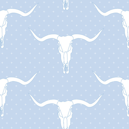 Longhorn skull, vector seamless pattern.のイラスト素材