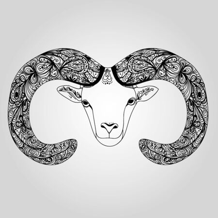 2015 Symbol goat sheep for Chinese New Year with decorative horn.のイラスト素材