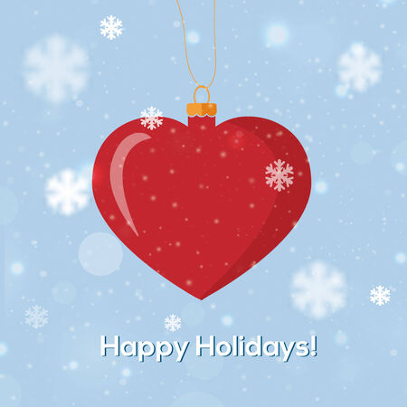 Greeting card Happy Holidays with heart decoration snow.のイラスト素材