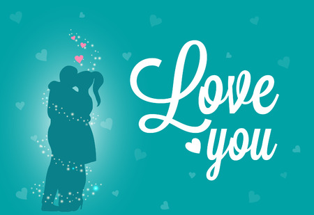 Valentine\'s day vector couple and hearts. great for your designのイラスト素材
