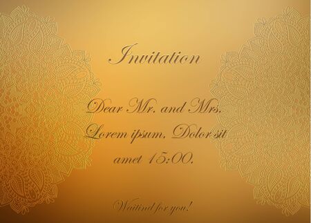 set of antique greeting cards, invitation with victorian ornaments, beautiful, luxury postcards.のイラスト素材