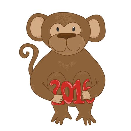 Hand-drawn cartoon style monkey. 2016 the Chinese year of Monkey. Postcard, banner, print, tattoo etc.の写真素材