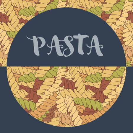 Hand-drawn italian pasta fusilli background.のイラスト素材