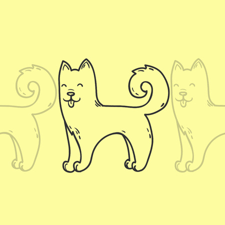 Cute cartoon doodle dog hand-drawn character.のイラスト素材