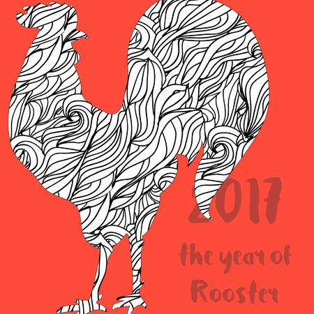 hand-drawn ornamental style rooster. Great for print, Holidays design.のイラスト素材