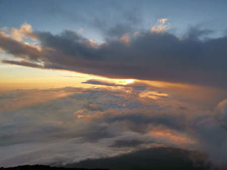 Morning Light, Cloud Sea, and Goraikou in Mt. Fuji, Japan.の写真素材