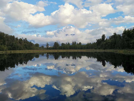 Pure Reflection in the Lake, in Fox Glacier Town, New Zealand.