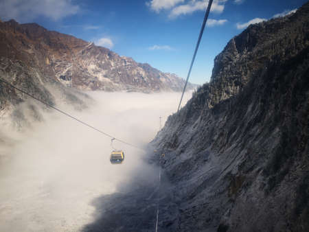 Cable car inside Snow Valley in Sichuan, Mainland China.のeditorial素材