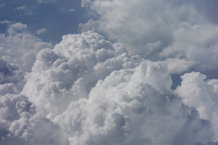 Cloudscape has been developing in gorgeous form. View from airplane window.の写真素材