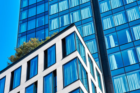Modern office building detail. Fragment of the facade of a modern office building.
