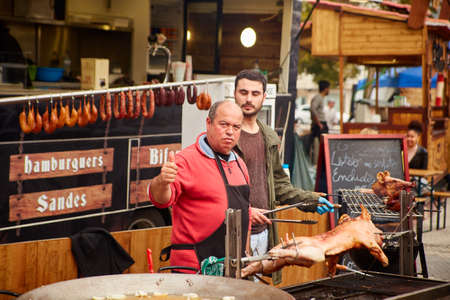 CORROIOS, SEIXAL, SETUBAL, LISBON METROPOLITAN AREA, PORTUGAL - JANUARY, 2018. Chocolate Fair of Corroios is a popular annual event. Feira do chocolate.のeditorial素材