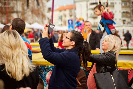 CORROIOS, SEIXAL, SETUBAL, LISBON METROPOLITAN AREA, PORTUGAL - JANUARY, 2018. Chocolate Fair of Corroios is a popular annual event. Feira do chocolate.のeditorial素材
