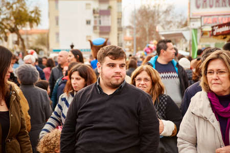 CORROIOS, SEIXAL, SETUBAL, LISBON METROPOLITAN AREA, PORTUGAL - JANUARY, 2018. Chocolate Fair of Corroios is a popular annual event. Feira do chocolate.のeditorial素材