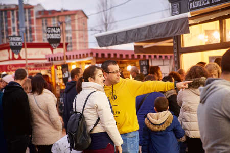 CORROIOS, SEIXAL, SETUBAL, LISBON METROPOLITAN AREA, PORTUGAL - JANUARY, 2018. Chocolate Fair of Corroios is a popular annual event. Feira do chocolate.のeditorial素材