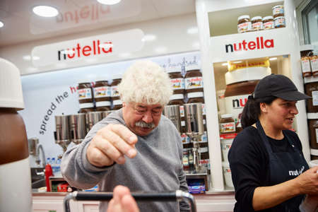 CORROIOS, SEIXAL, SETUBAL, LISBON METROPOLITAN AREA, PORTUGAL - JANUARY, 2018. Chocolate Fair of Corroios is a popular annual event. Feira do chocolate.のeditorial素材