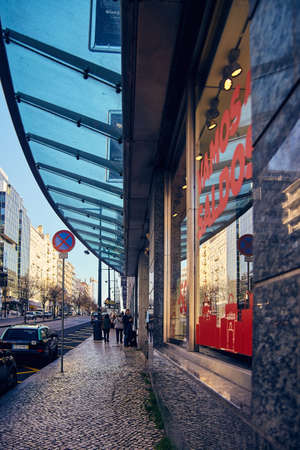 Lisbon, Portugal - January, 2018. Shopping center El Corte Ingles. Big shopping mall in the center of the cityのeditorial素材